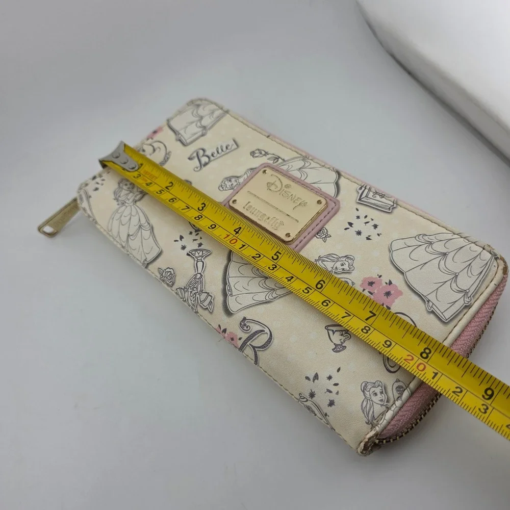 Loungefly Disney Beauty and the Beast Belle Zip Wallet Cream Pink Fair Tale READ